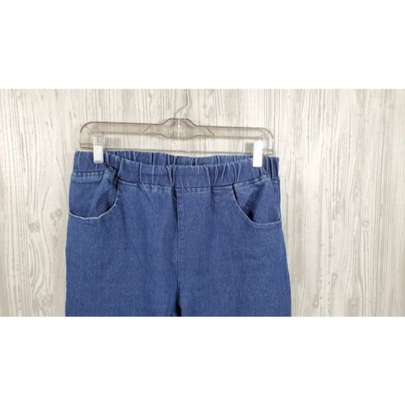 Umgee Denim Bell Bottoms Flare Jeans Pull On Raw Hem 70s Retro - Picture 2 of 4